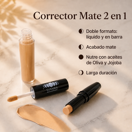 Corrector Mate 2 en 1 (Líquido & Barra)