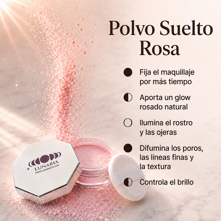 Polvo Suelto Fijador Translúcido — Velo Lunar (Rosado)